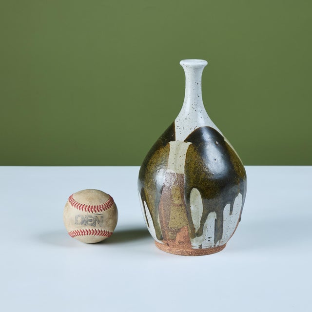 Mid-Century Modern Stoneware Drip Glaze Vase For Sale - Image 3 of 11