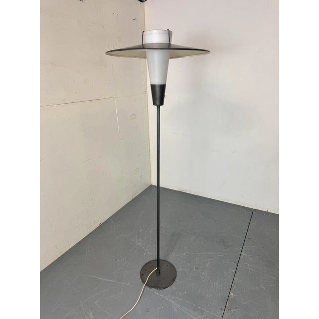 Mid-Century Modern Steel, Brass and Glass Floor Lamp, 1950s For Sale - Image 6 of 11