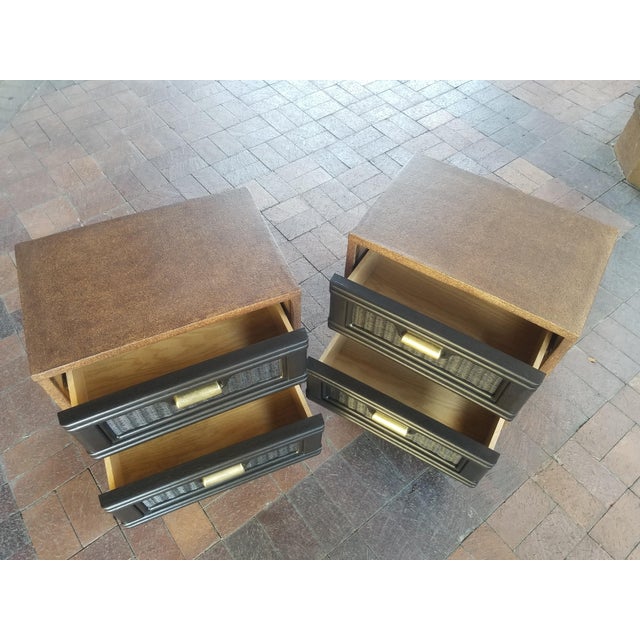 1970s 1970s Rare Pair of Cork and Brass Nightstands For Sale - Image 5 of 13