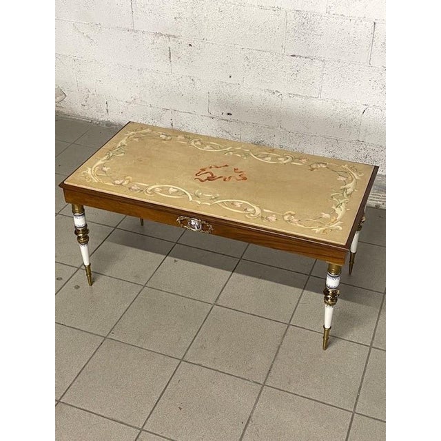 Brown Vintage Coffee Table with Polished and Painted Travertine Top, 1950s For Sale - Image 8 of 18