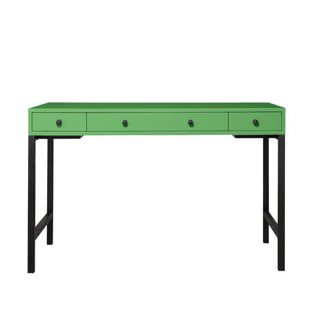 David Francis Maple Writing Desk - Bright Green For Sale - Image 4 of 8