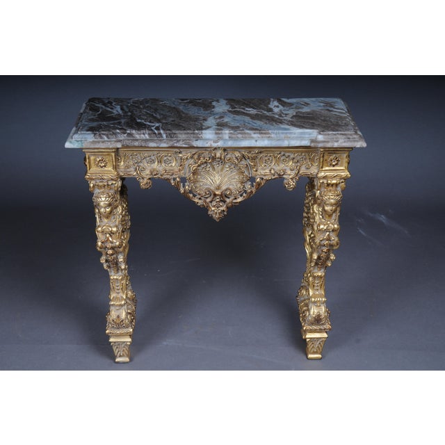 20th Century Wall Console Gilded with Marble Model attributed to F. Linke For Sale - Image 5 of 18