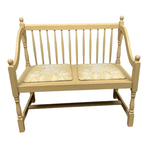 Vintage Spindle Back Upholstered Sitting Bench Golden Autumn W