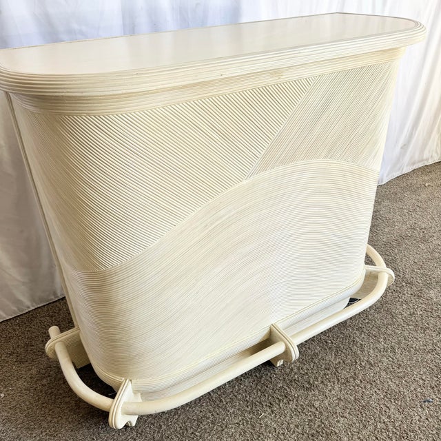 Vintage Boho Chic Wavy Pencil Reed Dry Bar For Sale - Image 4 of 12