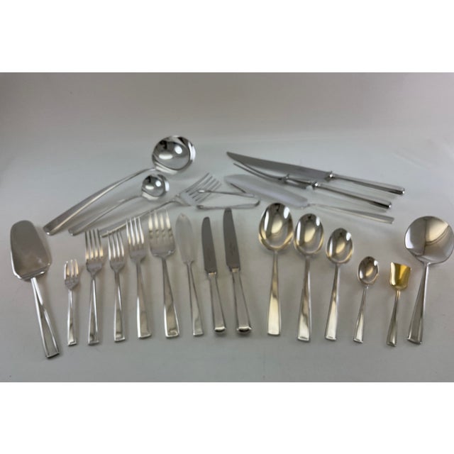 Silver New 1980s Complete European Cutlery Set for 12, Including Fish Eaters & Serving Pieces 144 Pieces. For Sale - Image 8 of 18