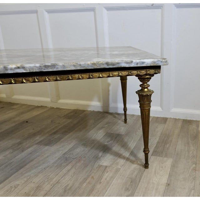Stone French Ormolu and Marble Coffee Table, 1930s For Sale - Image 7 of 11
