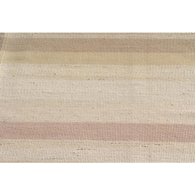 1950s 1950s Mid-Century Kilim Beige Brown Paneled Striped Vintage Flatweave For Sale - Image 5 of 5