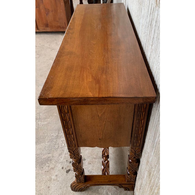 1900 - 1909 Early 20th Century Century Catalan Spanish Carved Walnut Console Table For Sale - Image 5 of 13