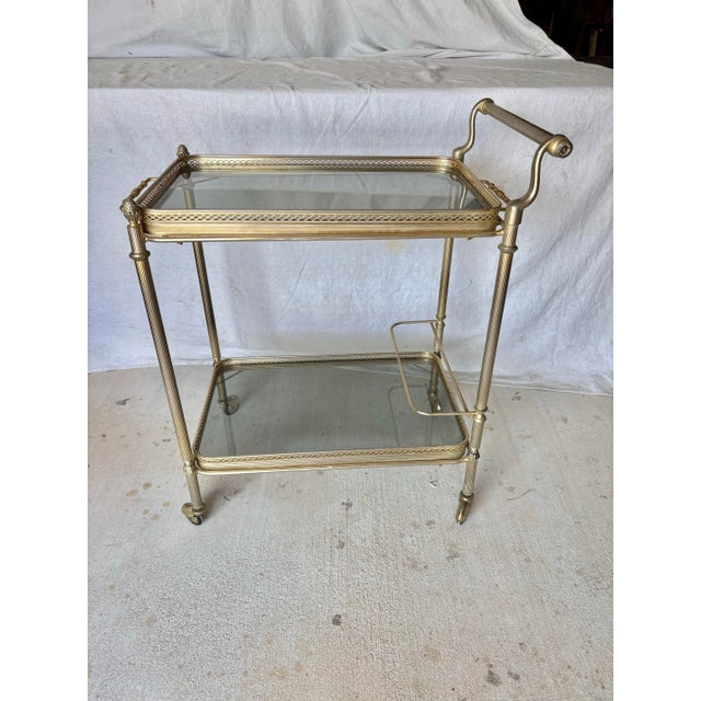 20th Century French Brass and Glass Bar Cart For Sale - Image 10 of 13