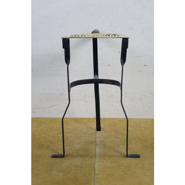 Antique Brass Wrought Iron Fireplace Heatheware Kettle Stand Trivet Penny Foot 14" For Sale - Image 4 of 13