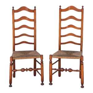 Early 19th C Delaware River Valley Ladder Back Chairs, 2