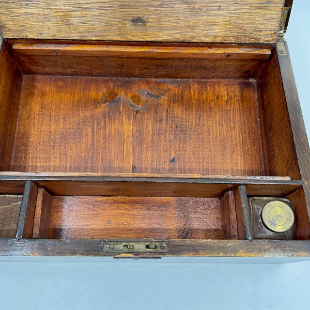 Antique 19th Cen. English Victorian Decoupage Campaign Lap Desk / Writing Slope For Sale - Image 4 of 18