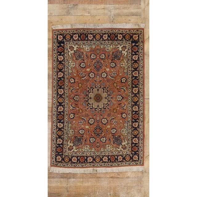 Burnt Orange Small Vintage Persian Tabriz Rug - 03'05 X 05'01. For Sale - Image 8 of 8
