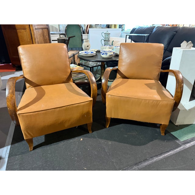 Art Deco Bridge Chairs with Moustache Detail, 1940s, Set of 2 For Sale - Image 6 of 6