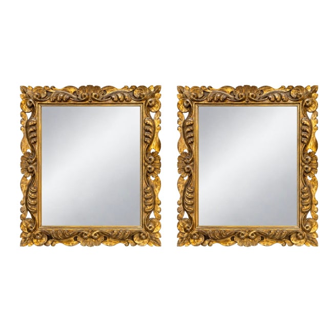 Pair Mirrors - 19th Century French Rococo Revival Carved Giltwood For Sale
