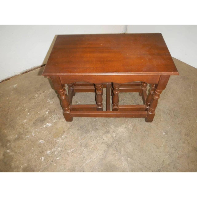 Wood Beech Coffee Table with Stools, Set of 3 For Sale - Image 7 of 9