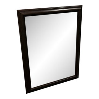 Rectangular Dark Wood Beveled Mirror, Farmhouse Style For Sale