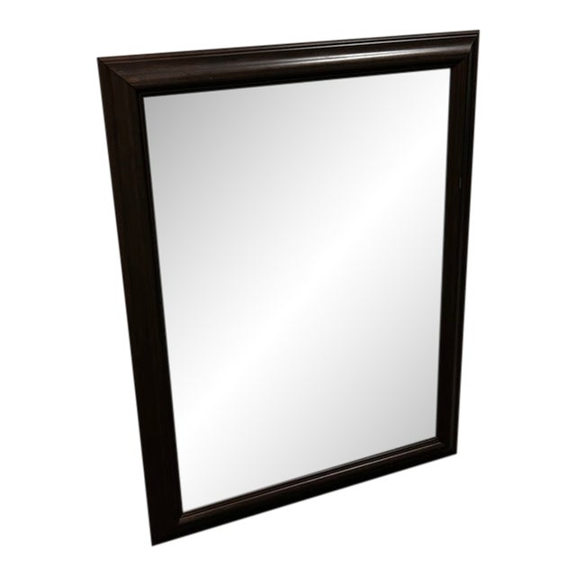 Rectangular Dark Wood Beveled Mirror, Farmhouse Style For Sale