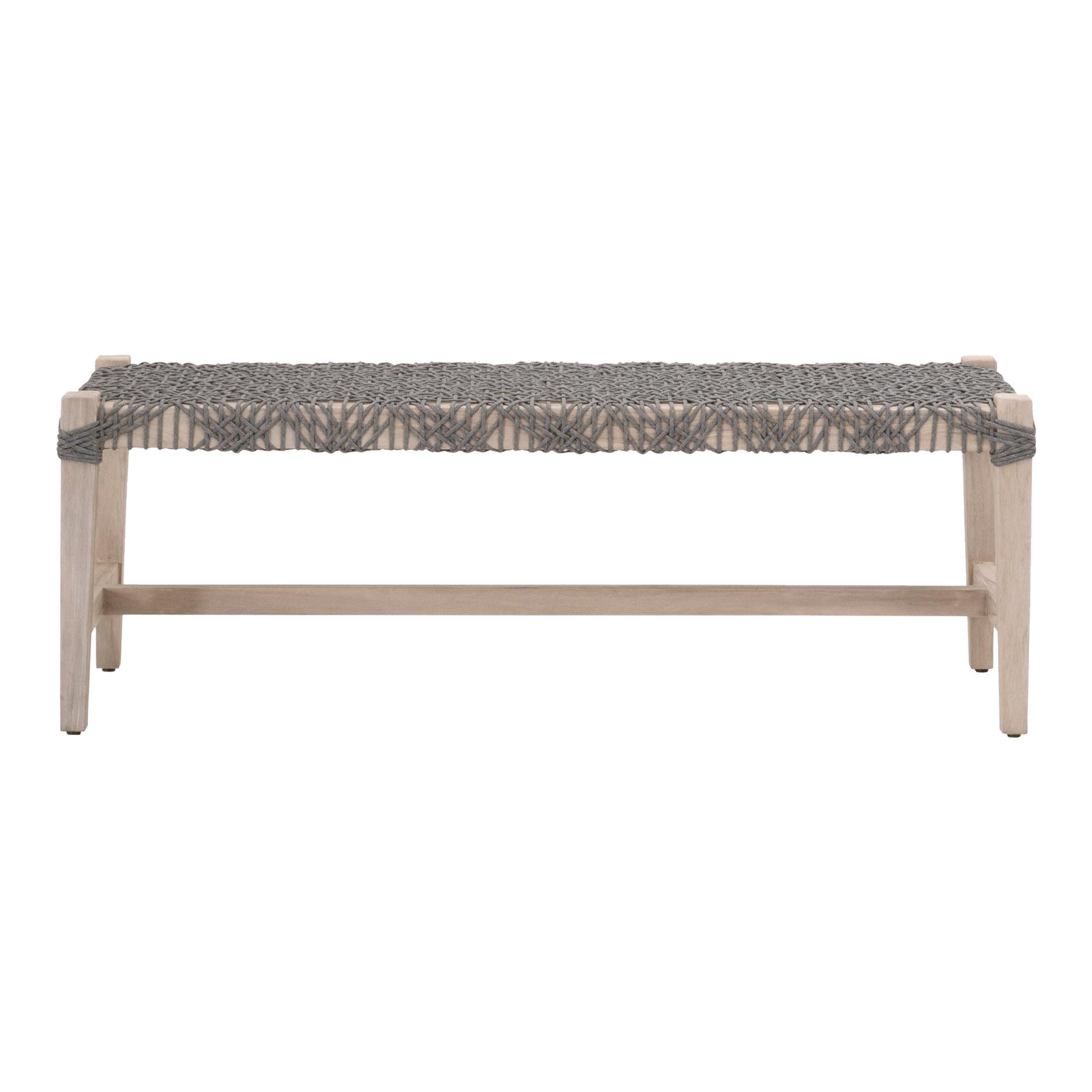 Costa Outdoor Bench, Dove Flat Rope | Chairish