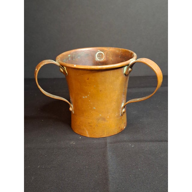 An exceptionally rare, compact 4-inch antique Imperial Russian heavy copper Netilat Yadayim (Jewish ritual hand-washing...