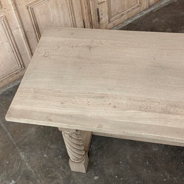 Rustic Mid-Century Trestle Table Crafted of Solid Oak For Sale - Image 15 of 17