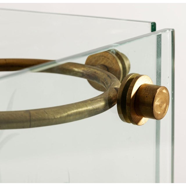 1940s Umbrella Stand in Brass and Engraved Glass from Fontana Arte, 1950s For Sale - Image 5 of 18