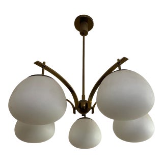 Angelo Lelli Italian Brass Globe Ceiling Chandelier Light for Arredoluce For Sale