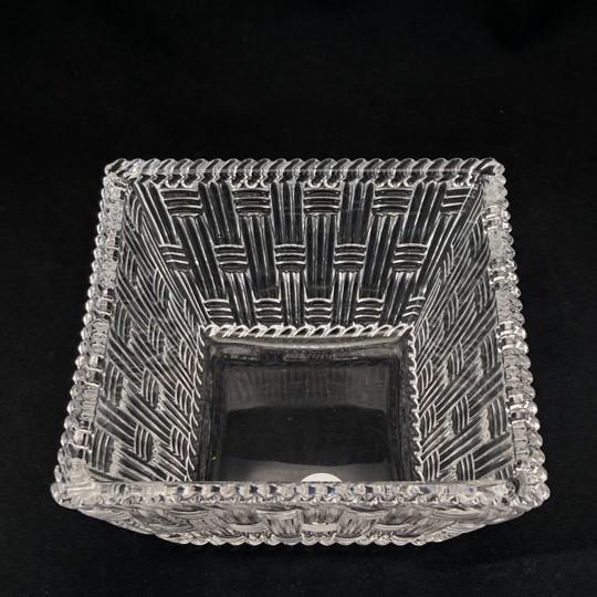 Glass Tiffany & Co. Woven Basket Weave Square Crystal 4” Dish / Trinket (New Without Box) Vintage 1990s For Sale - Image 7 of 17