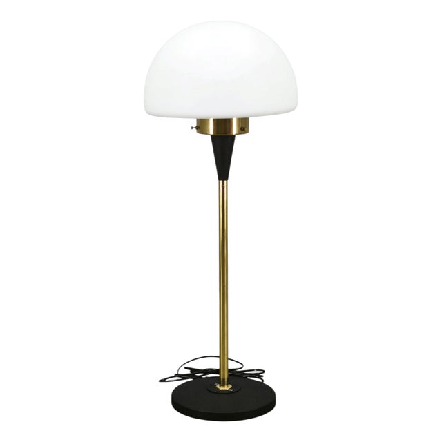 Space Age Brass and Opaline Glass Floor Lamp from Lidokov, 1960s For Sale