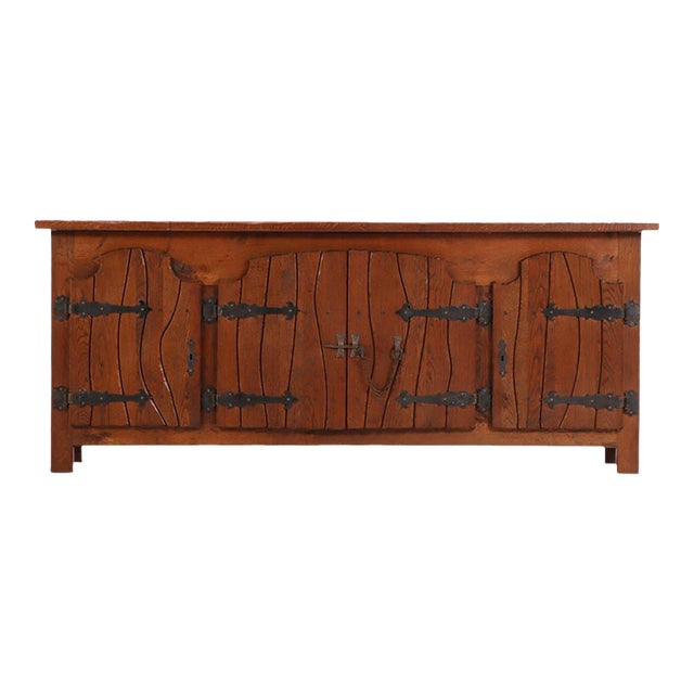 A French Brutalist Style Oak Sideboard, C. 1950. For Sale