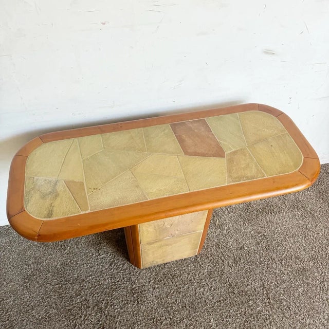 Embrace the essence of postmodern design with this striking Paul Kingma Style Slate Craft Console Table. Crafted with...