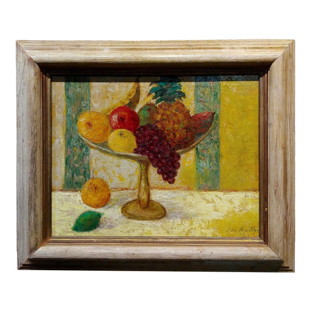 Max Michel Agostini - Still Life Centerpiece of Fruits -Oil Painting For Sale
