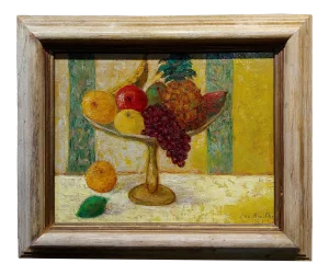 Max Michel Agostini - Still Life Centerpiece of Fruits -Oil Painting
