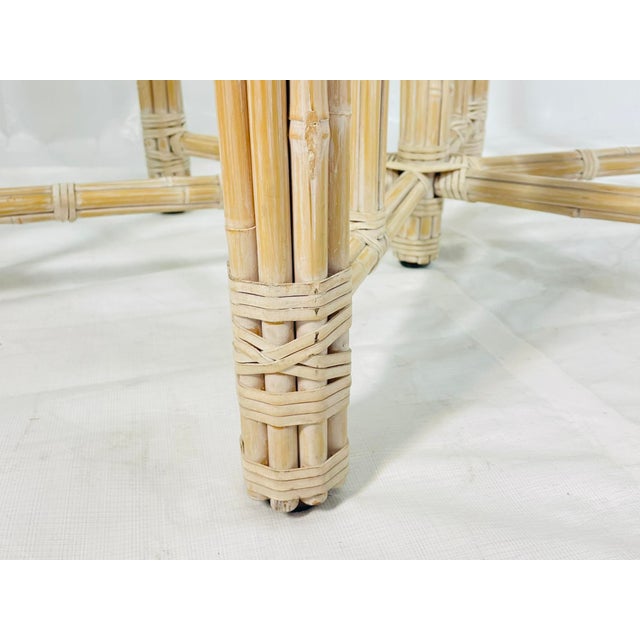 Vintage McGuire Bamboo Oval Dining Table With Beveled Glass, San Francisco For Sale - Image 14 of 18