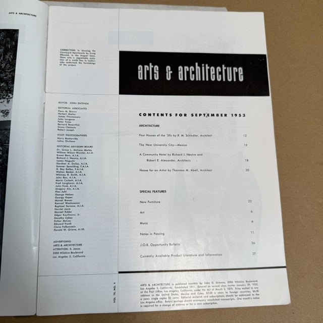 AMBIANIC presents September 1953 Reed and Follis Arts & Architecture Modernism Magazine John Follis James Reed 9.75 W x...