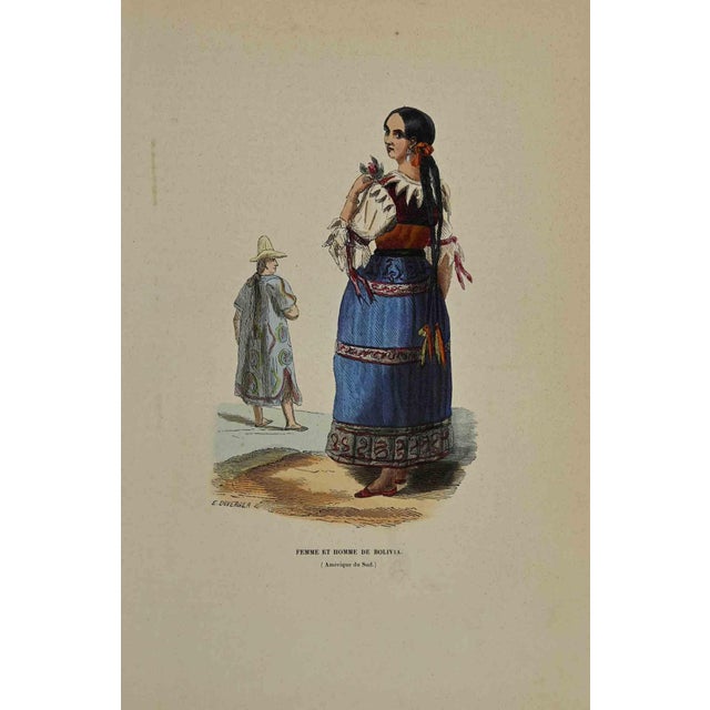 Woman and Man of Bolivia is a hand colored lithographs made by Auguste Wahlen in 1844. Good conditions. The artwork...