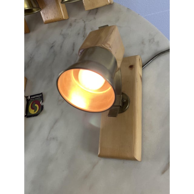 Mid-Century Wood and Brass Wall Lamps, 1960s, Set of 7 For Sale - Image 10 of 15