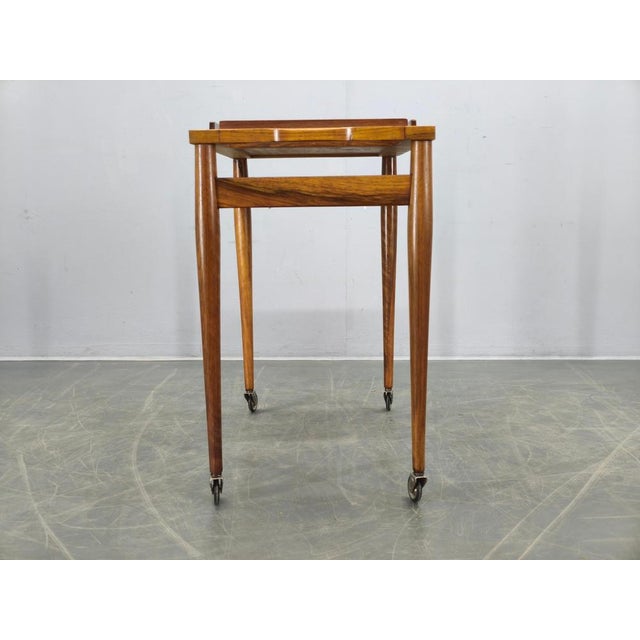 Mid-Century Walnut Serving Cart, Czechoslovakia, 1970s For Sale - Image 6 of 16