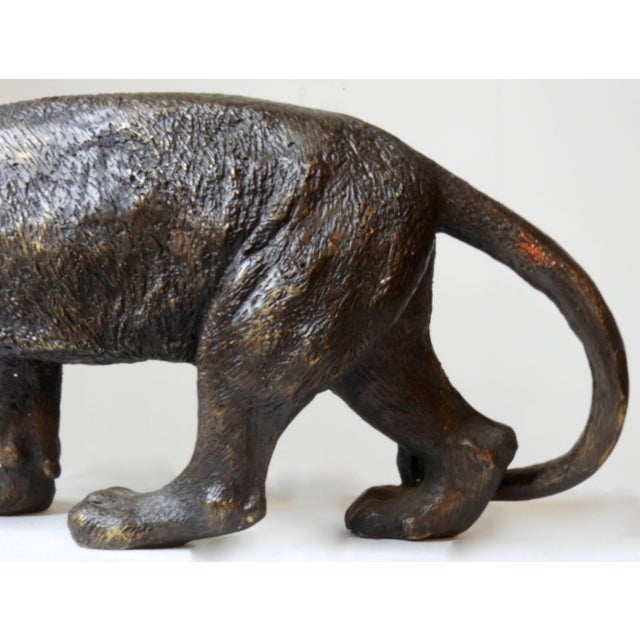 Metal Early 20th Century Cast Bronze Tiger For Sale - Image 7 of 10