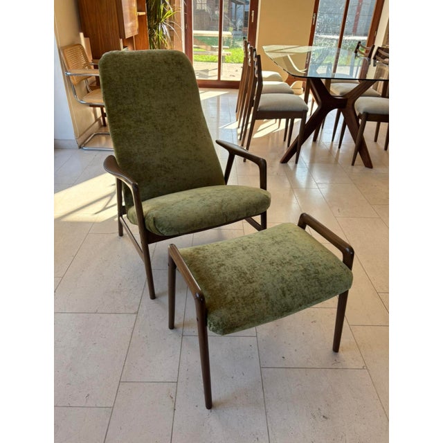 Set of Scandinavian Lounge Chair and Ottoman by Alf Svensson, 1960s For Sale - Image 6 of 12