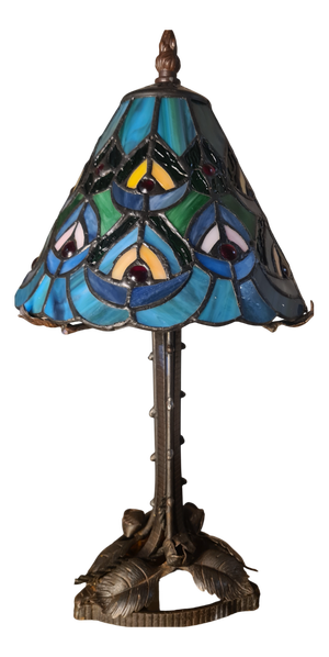 Antique Wrought Iron Floor Lamp with Lead-Soldered Stained Glass Lampshade, 1900-1940