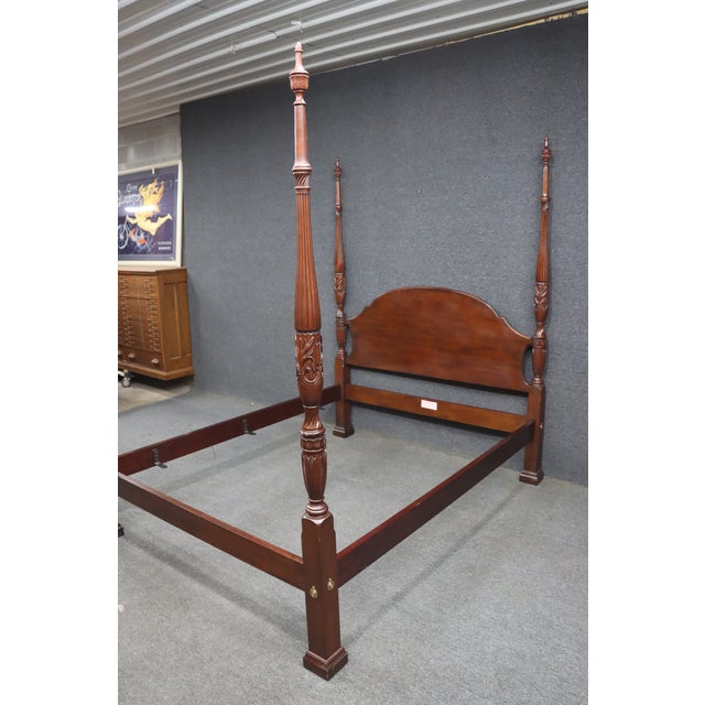 Henkel Harris Henkel-Harris Mahogany Rice Carved Queen Poster Bed, Model 151-5/0 For Sale - Image 4 of 11