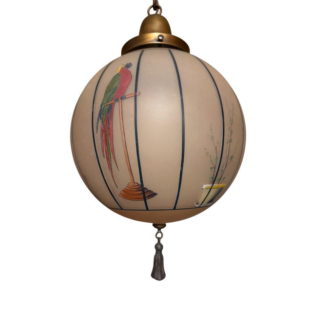 Antique Macaw Painted Art Glass Globe For Sale - Image 10 of 10
