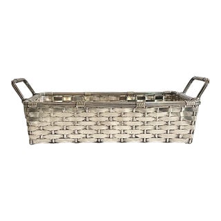 Vintage French Silver Woven Handled Basket (Circa 1930) For Sale