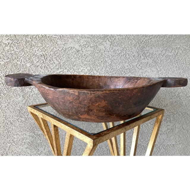 Farmhouse Late 19th-Century Hand-Hewn Rustic American Wooden Dough Bowl For Sale - Image 3 of 12