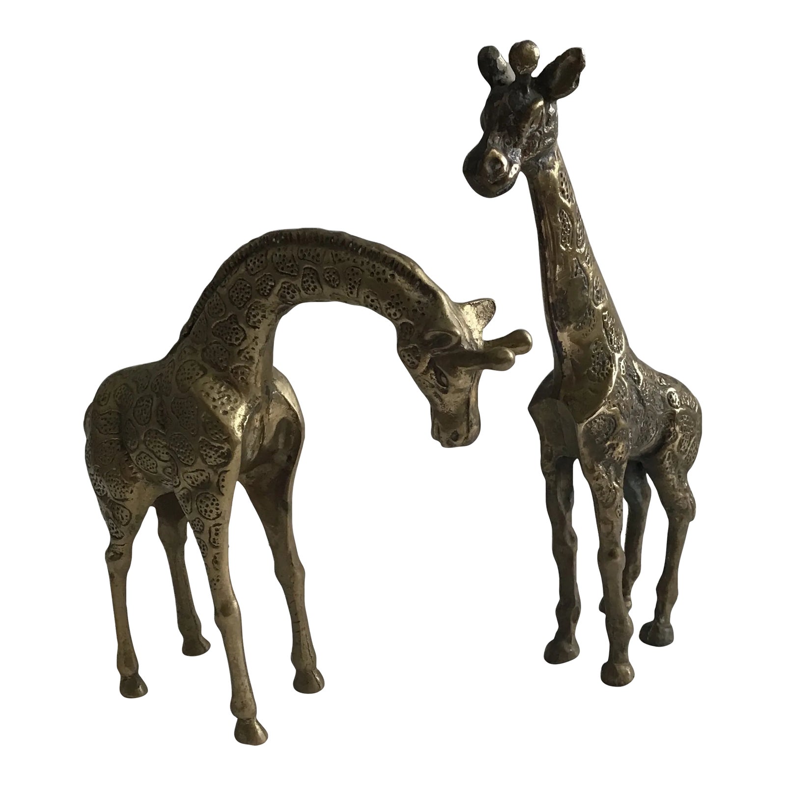 Giraffe Figurines Vintage 1960s Brass Giraffes Figurines Set of 2
