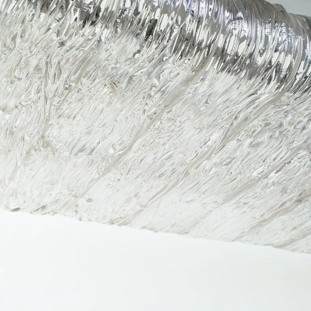 Large Italian Textured Glass Chandelier For Sale - Image 4 of 13