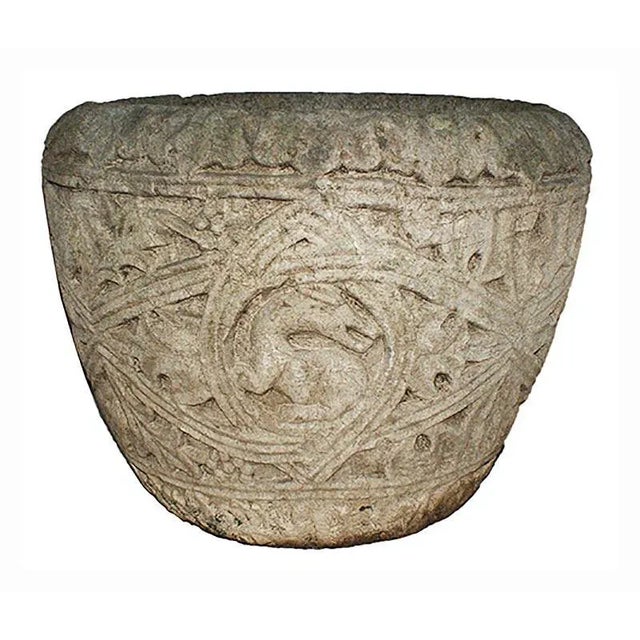Mid 18th Century Antique Italian Relief Carved Istrian Marble Planter For Sale - Image 5 of 12