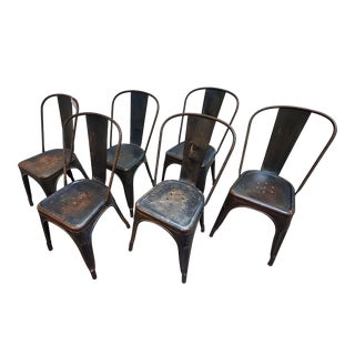 1920s Set of 6 "Model A" Tolix Metal Dining Chairs For Sale