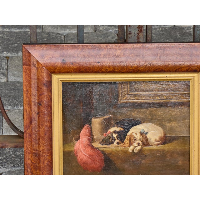 Late 19th Century Oil on Board Painting of King Charles Spaniels After Landseer, circa 1900 For Sale - Image 5 of 12